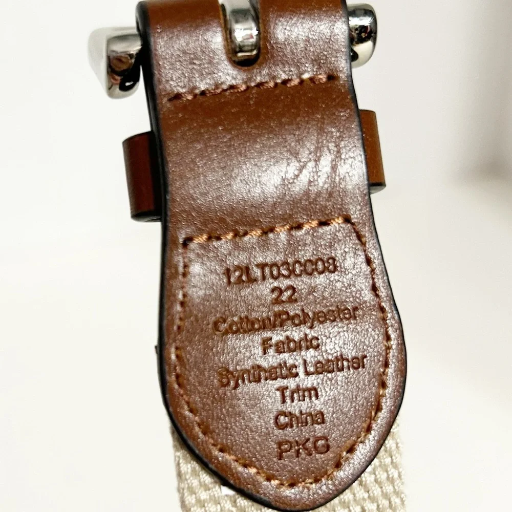 Unbranded Faux Leather and Plaid on Cotton Canvas Webbed Belt Square Belt Buckle